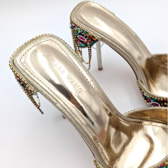 Azalea Wang Aladdin Women's Drapey Chains Stiletto Sandal Gold Size US6.5 EU37 - Picture 13 of 13